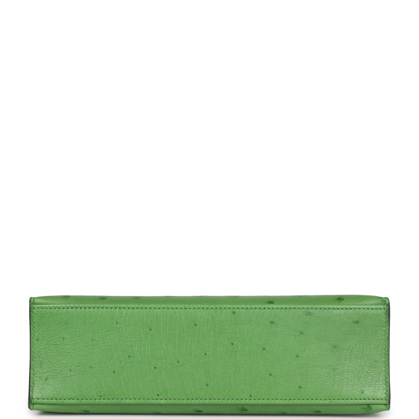 Hermes Kelly Pochette Vert Yucca Ostrich Palladium Hardware