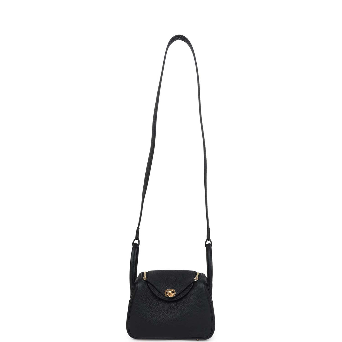 Hermes Mini Lindy Black Clemence Gold Hardware