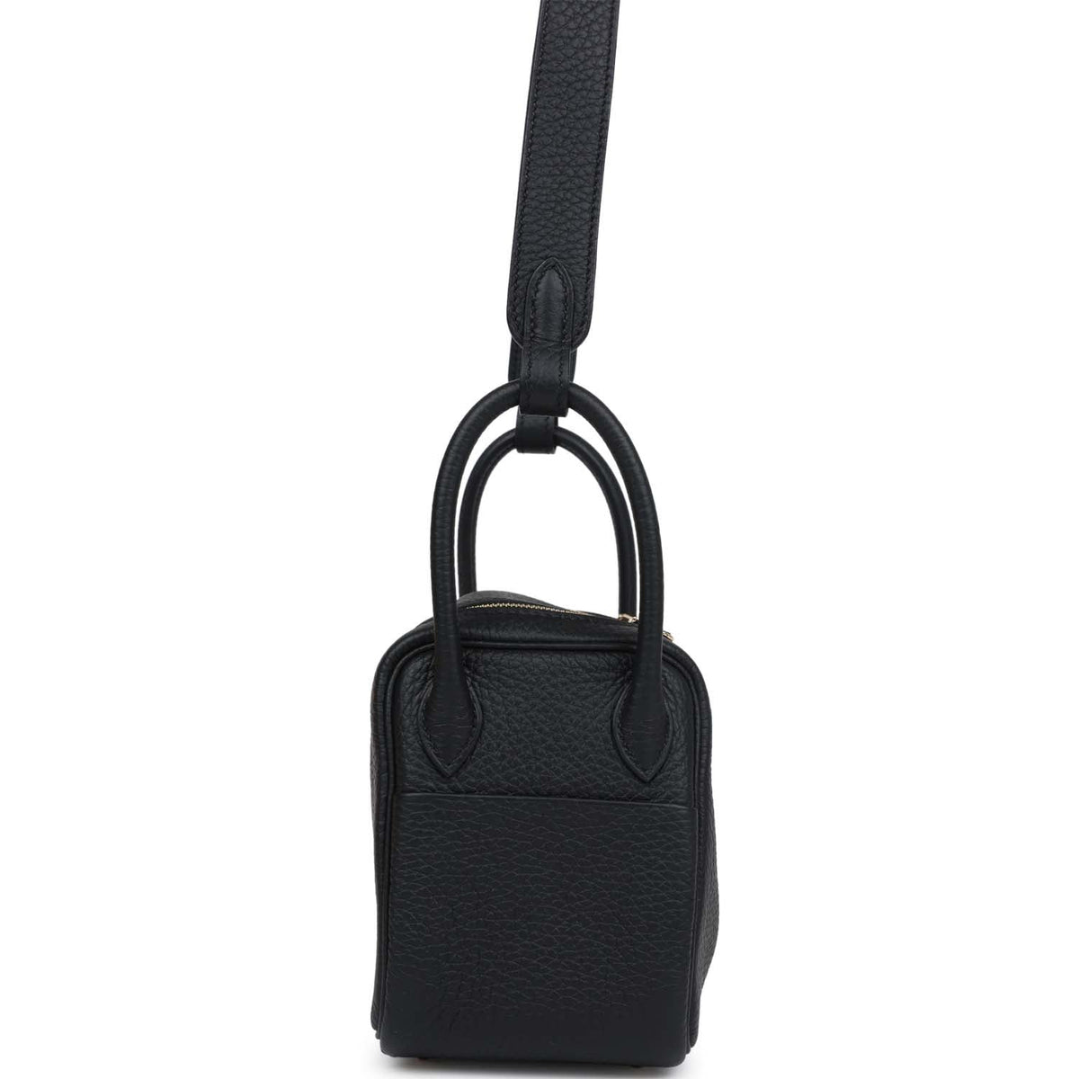 Hermes Mini Lindy Black Clemence Gold Hardware