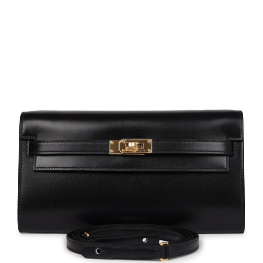 Hermes Kelly Wallet To Go Black Box Gold Hardware
