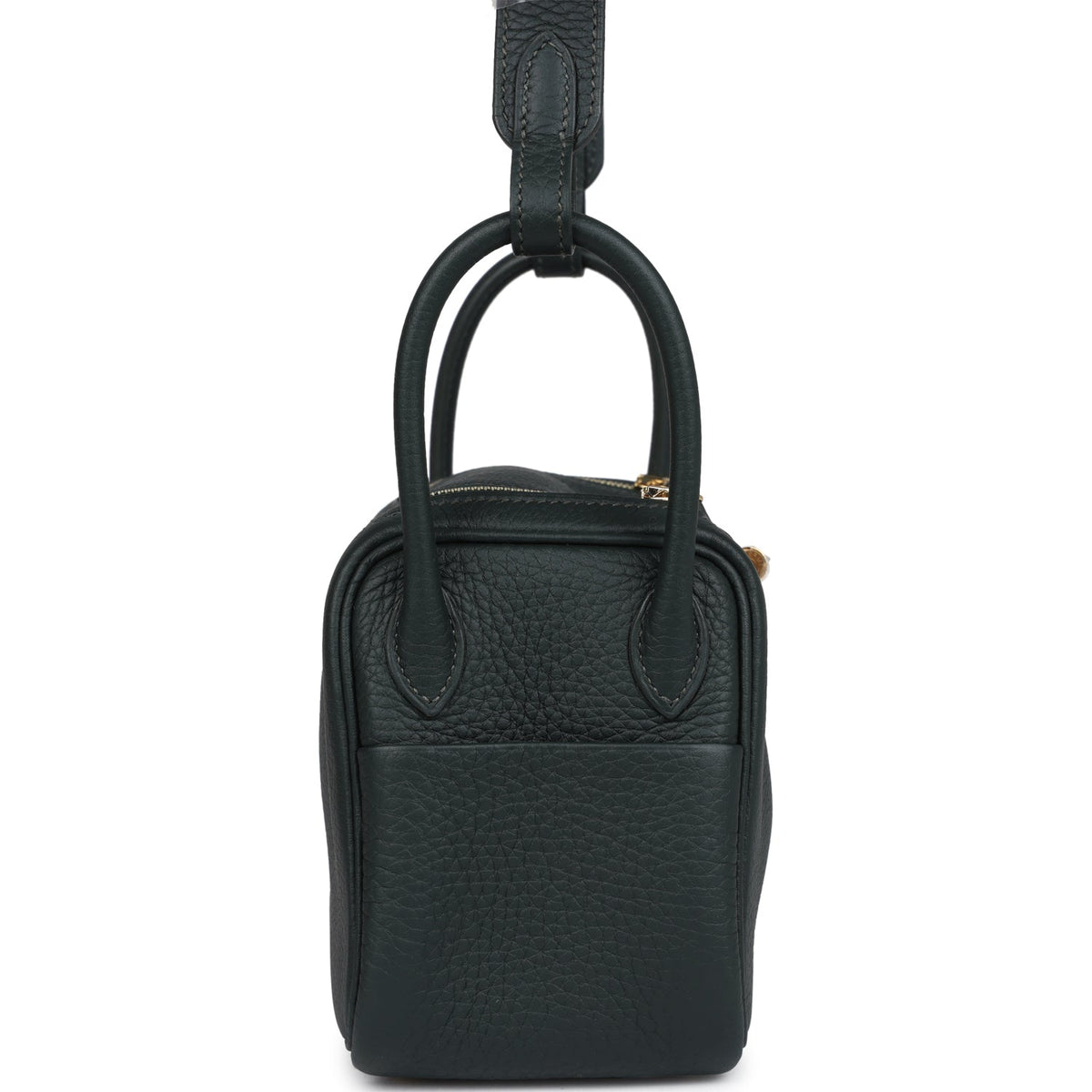Hermes Mini Lindy Vert Fonce Clemence Gold Hardware