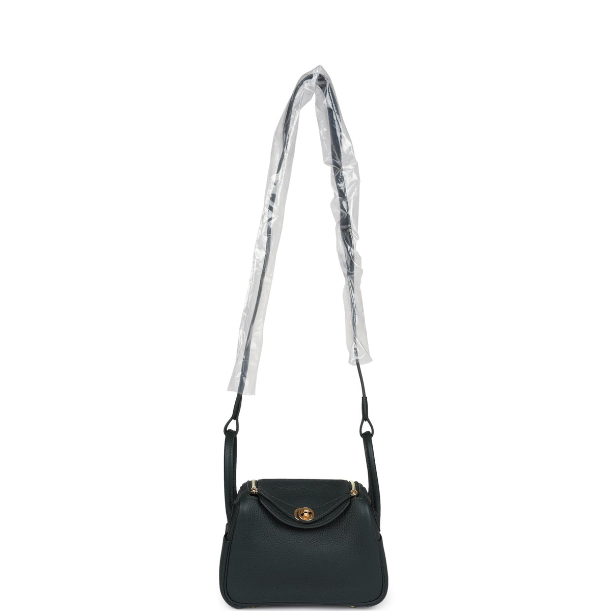 Hermes Mini Lindy Vert Fonce Clemence Gold Hardware