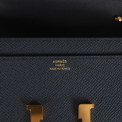 Hermes Constance To Go Wallet Bleu Indigo Epsom Gold Hardware