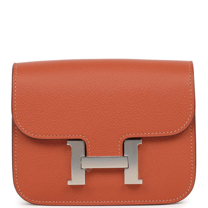Hermes Constance Slim Wallet Brique Evercolor Palladium Hardware