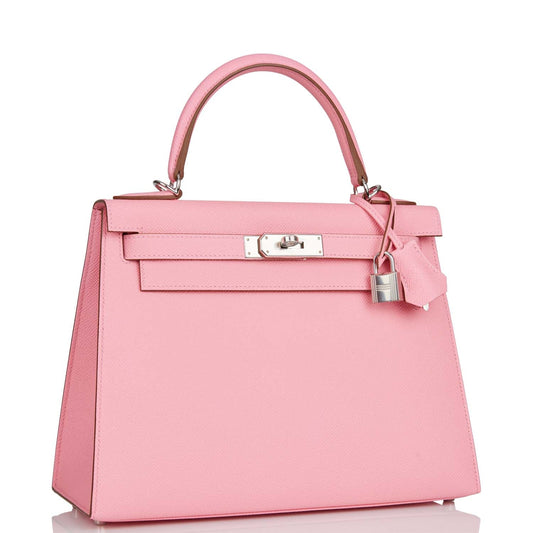 Hermes Kelly 28 Sellier Rose Confetti Epsom Palladium Hardware