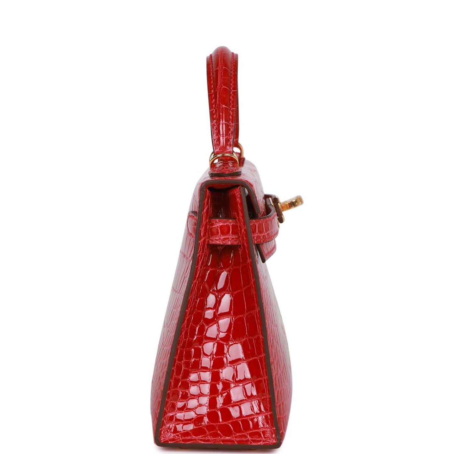 Hermes Kelly 20 Sellier Braise Shiny Alligator Gold Hardware