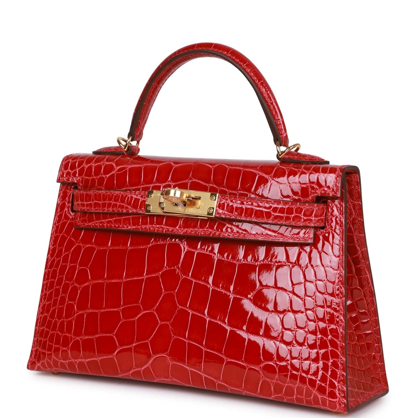 Hermes Kelly 20 Sellier Braise Shiny Alligator Gold Hardware