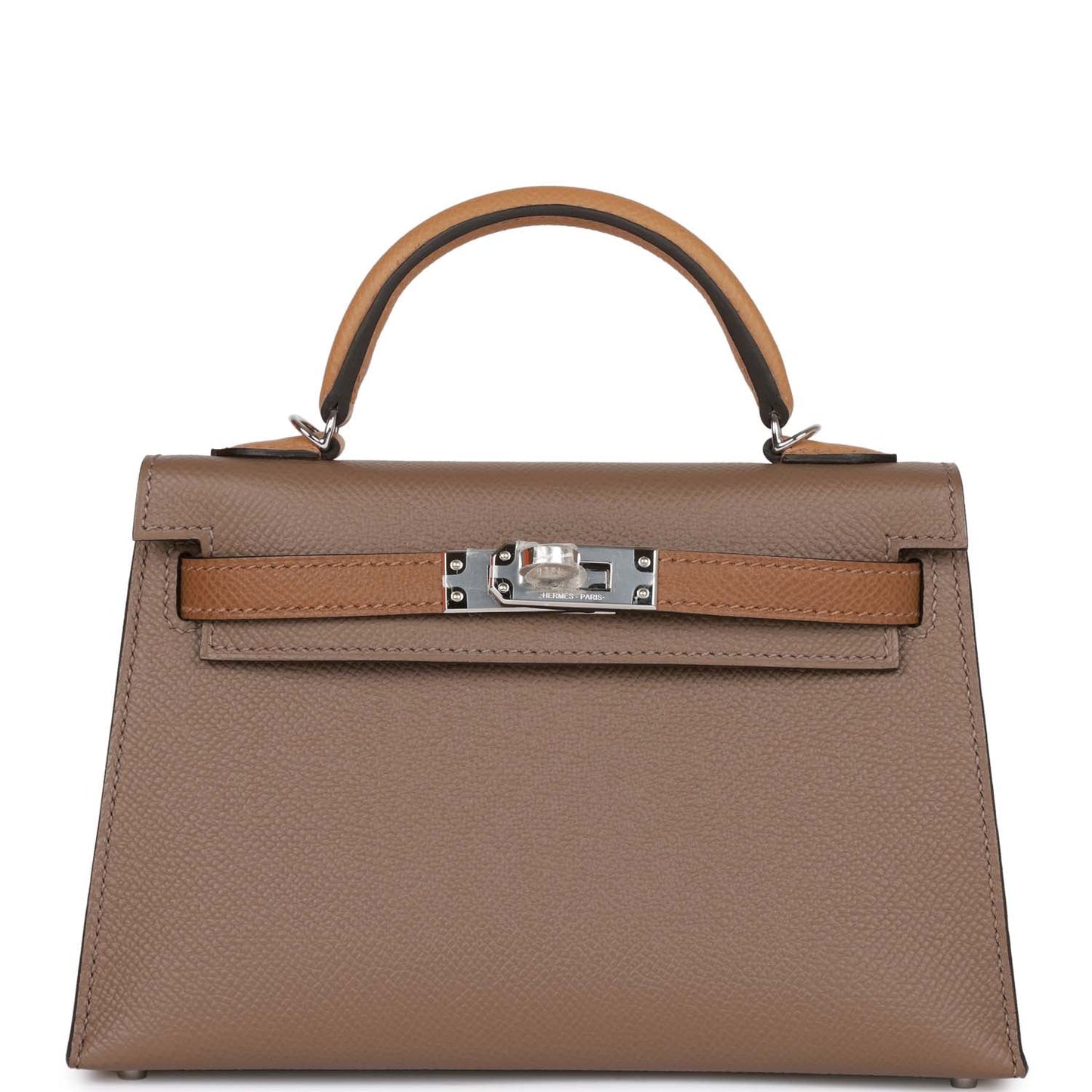 Hermes Kelly 20 Sellier Tricolor Etoupe, Alezan and Biscuit Epsom Palladium Hardware