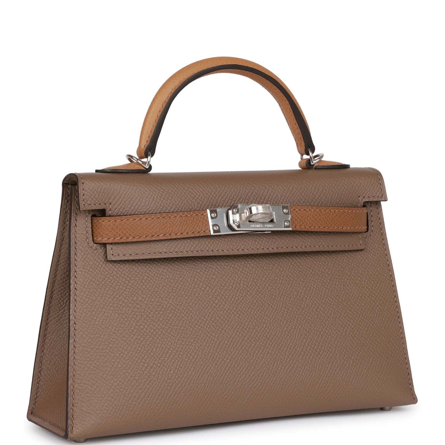 Hermes Kelly 20 Sellier Tricolor Etoupe, Alezan and Biscuit Epsom Palladium Hardware