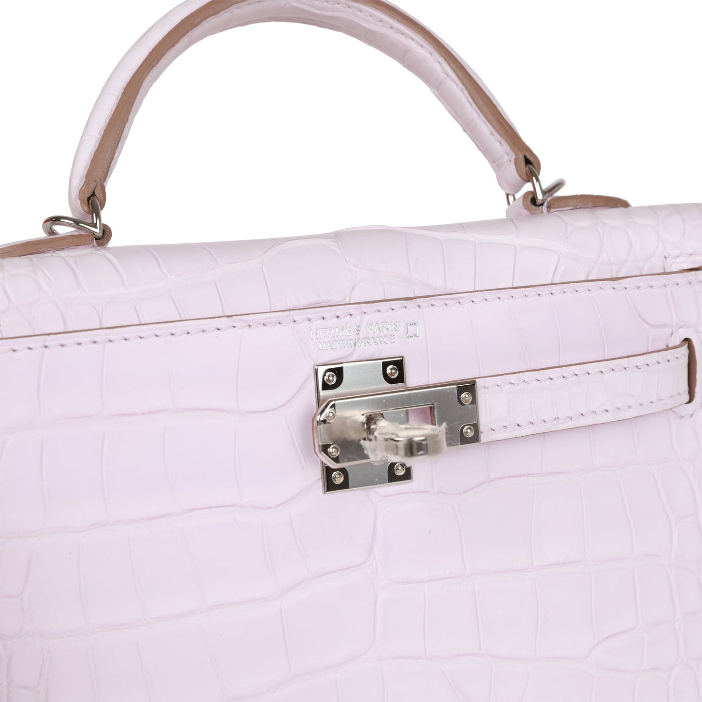 Hermes Kelly 20 Sellier Mauve Pale Satin Boreal Alligator Palladium Hardware