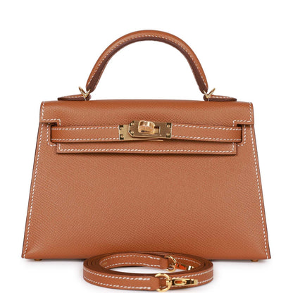 Hermes Kelly 20 Sellier Gold Epsom Gold Hardware
