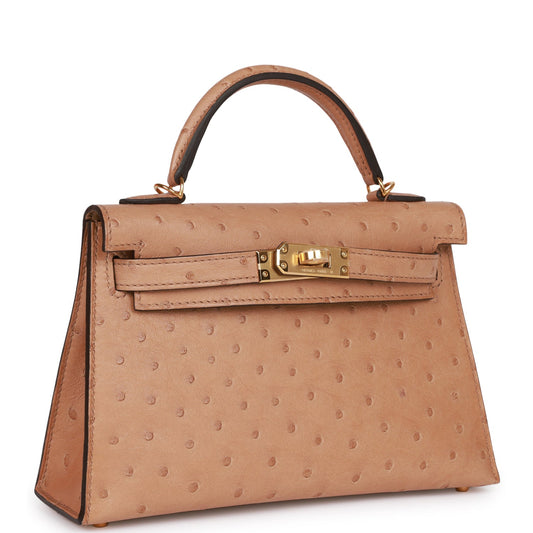 Hermes Kelly 20 Sellier Chai Ostrich Gold Hardware