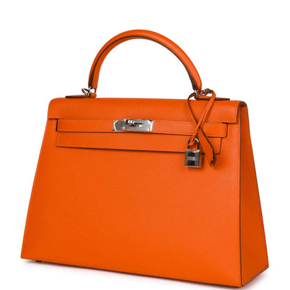 Hermes Kelly 32 Sellier Feu Epsom Palladium Hardware