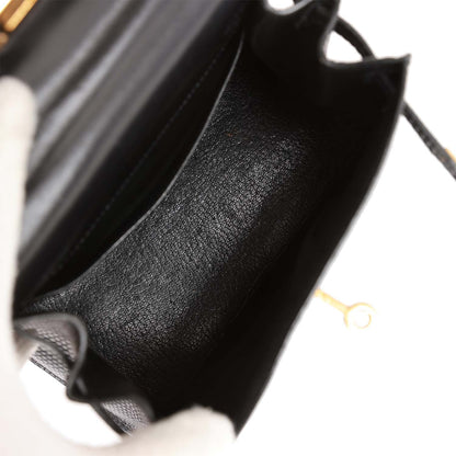 Hermes Kelly 20 Sellier Black Lizard Gold Hardware