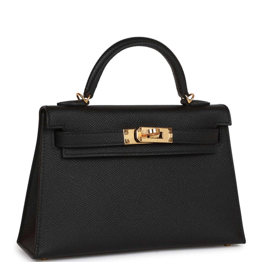 Hermes Kelly 20 Sellier Black Epsom Gold Hardware