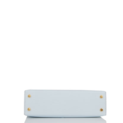 Hermes Kelly 20 Sellier Bleu Brume Chevre Gold Hardware