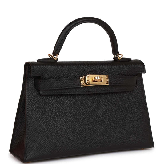 Hermes Kelly 20 Sellier Black Epsom Gold Hardware