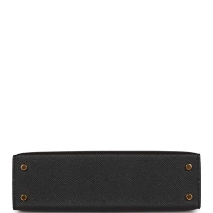 Hermes Kelly 20 Sellier Black Epsom Gold Hardware