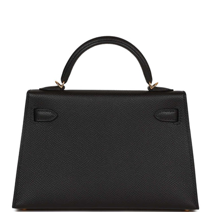 Hermes Kelly 20 Sellier Black Epsom Gold Hardware