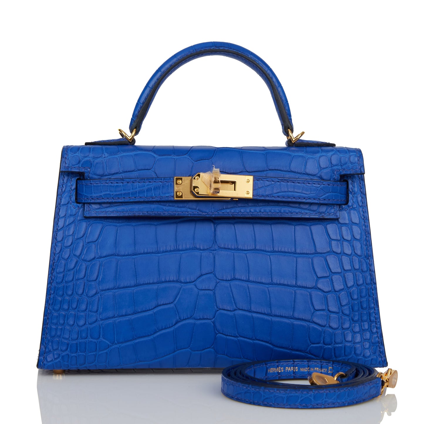 Hermes Kelly 20 Sellier Bleu Royal Matte Alligator Gold Hardware