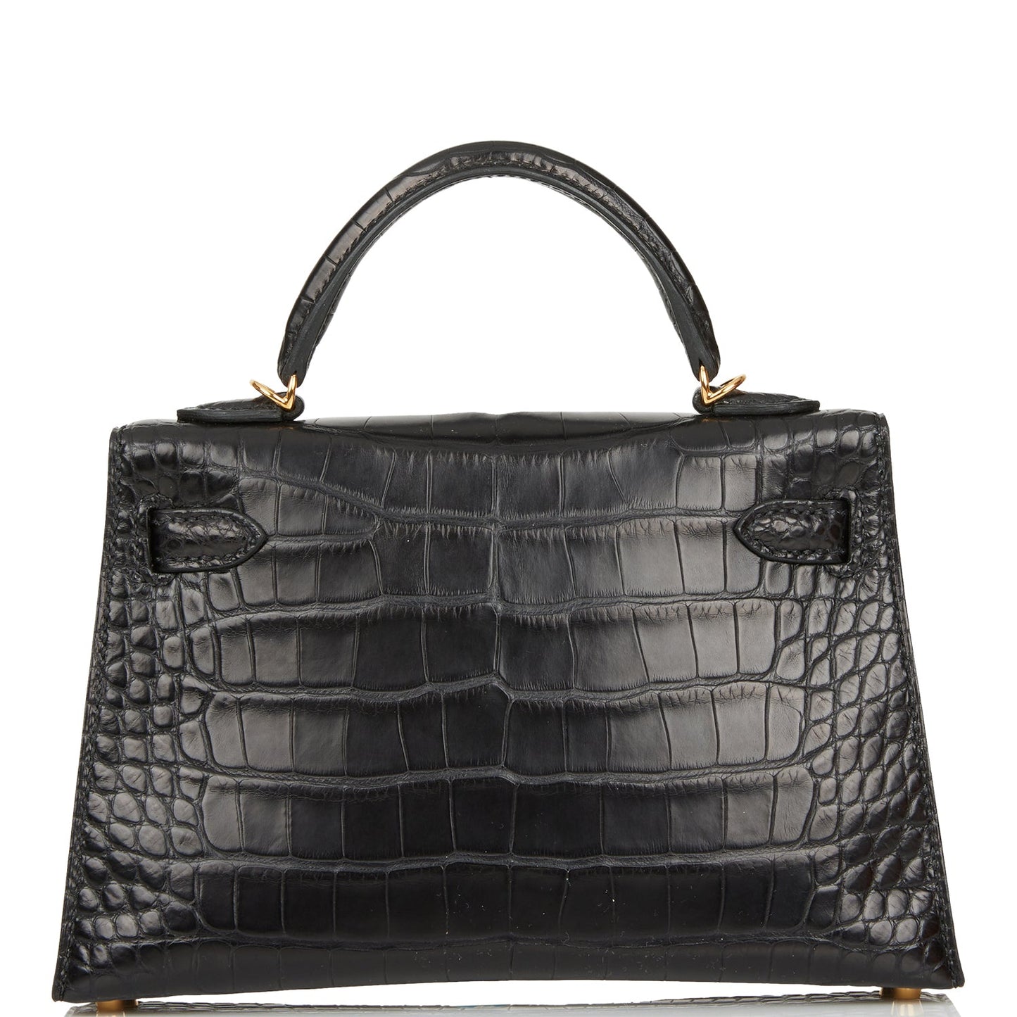 Hermes Kelly 20 Sellier Black Matte Alligator Gold Hardware
