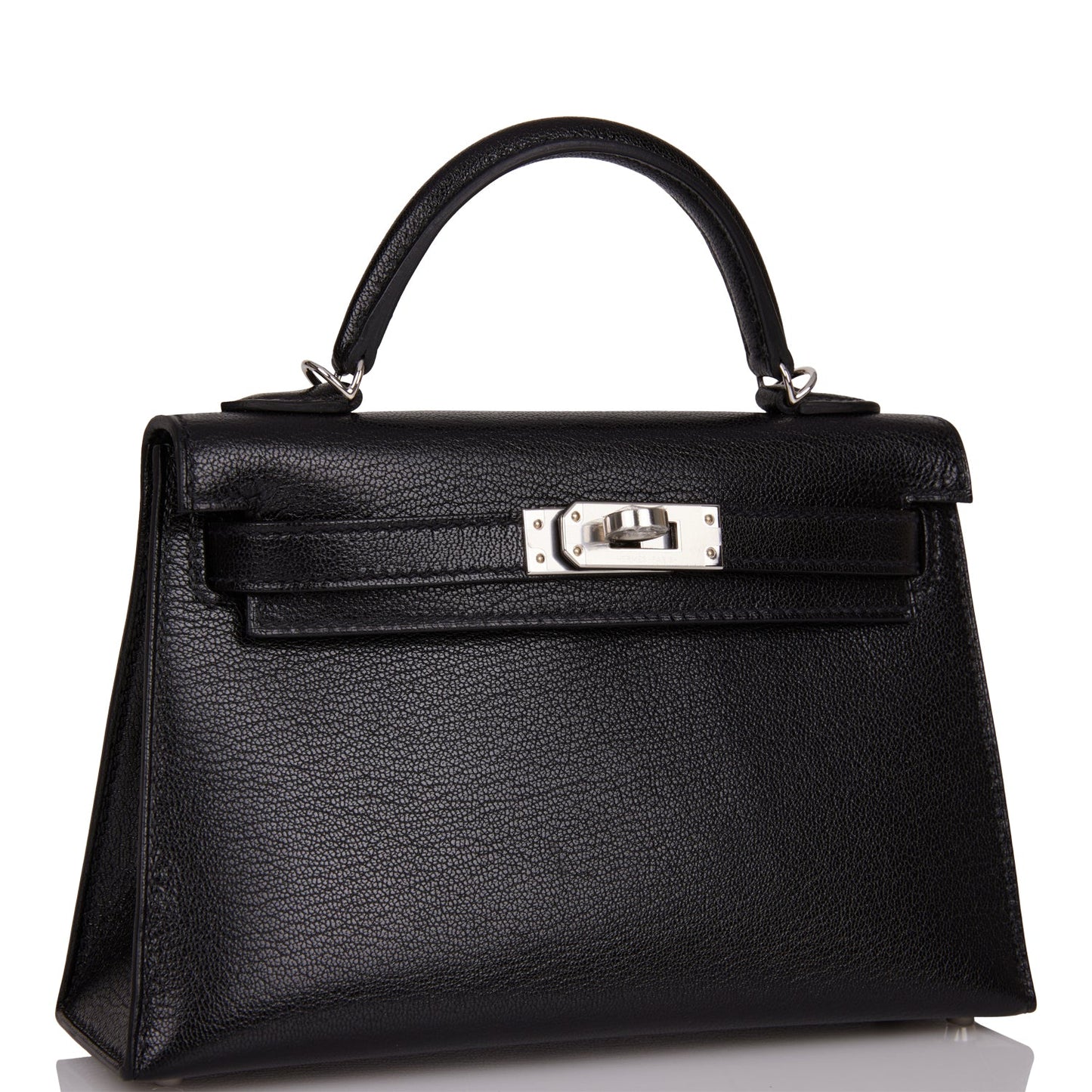 Hermes Kelly 20 Sellier Black Chevre Chamkila Palladium Hardware