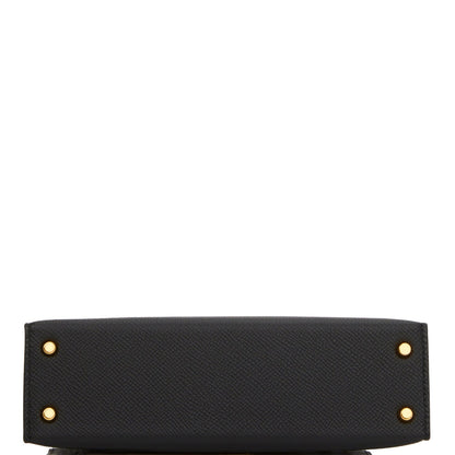Hermes Kelly 20 Sellier Black Epsom Gold Hardware