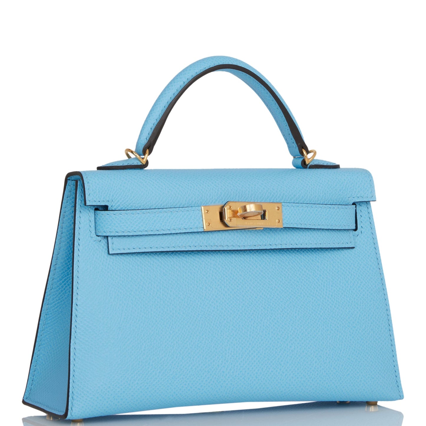 Hermes Kelly 20 Sellier Celeste Epsom Gold Hardware