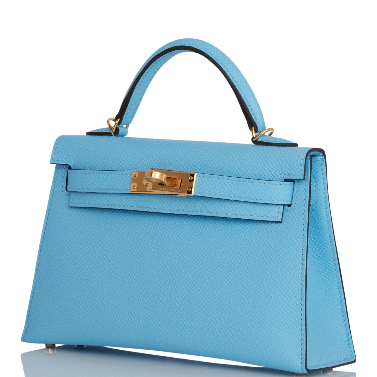 Hermes Kelly 20 Sellier Celeste Epsom Gold Hardware