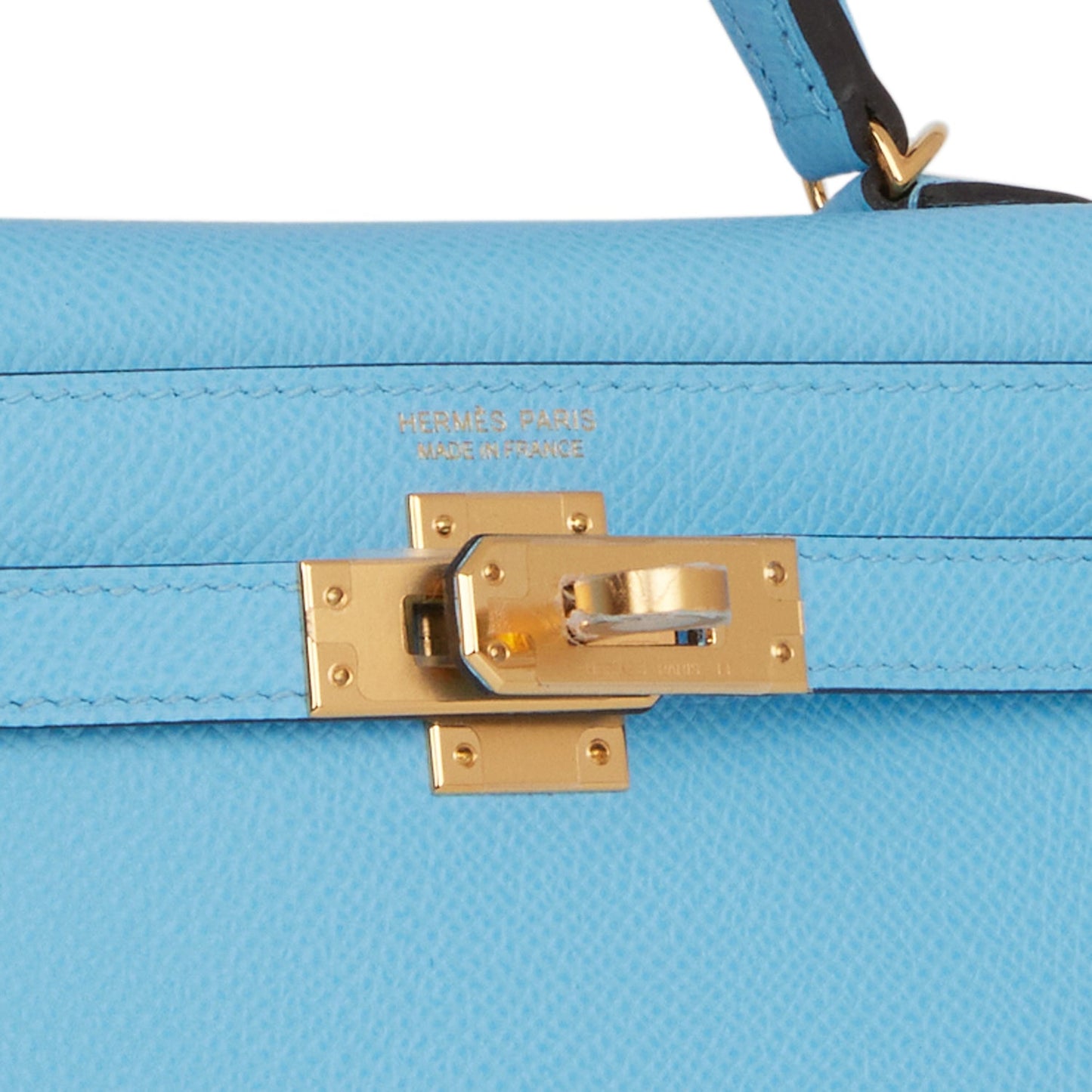 Hermes Kelly 20 Sellier Celeste Epsom Gold Hardware