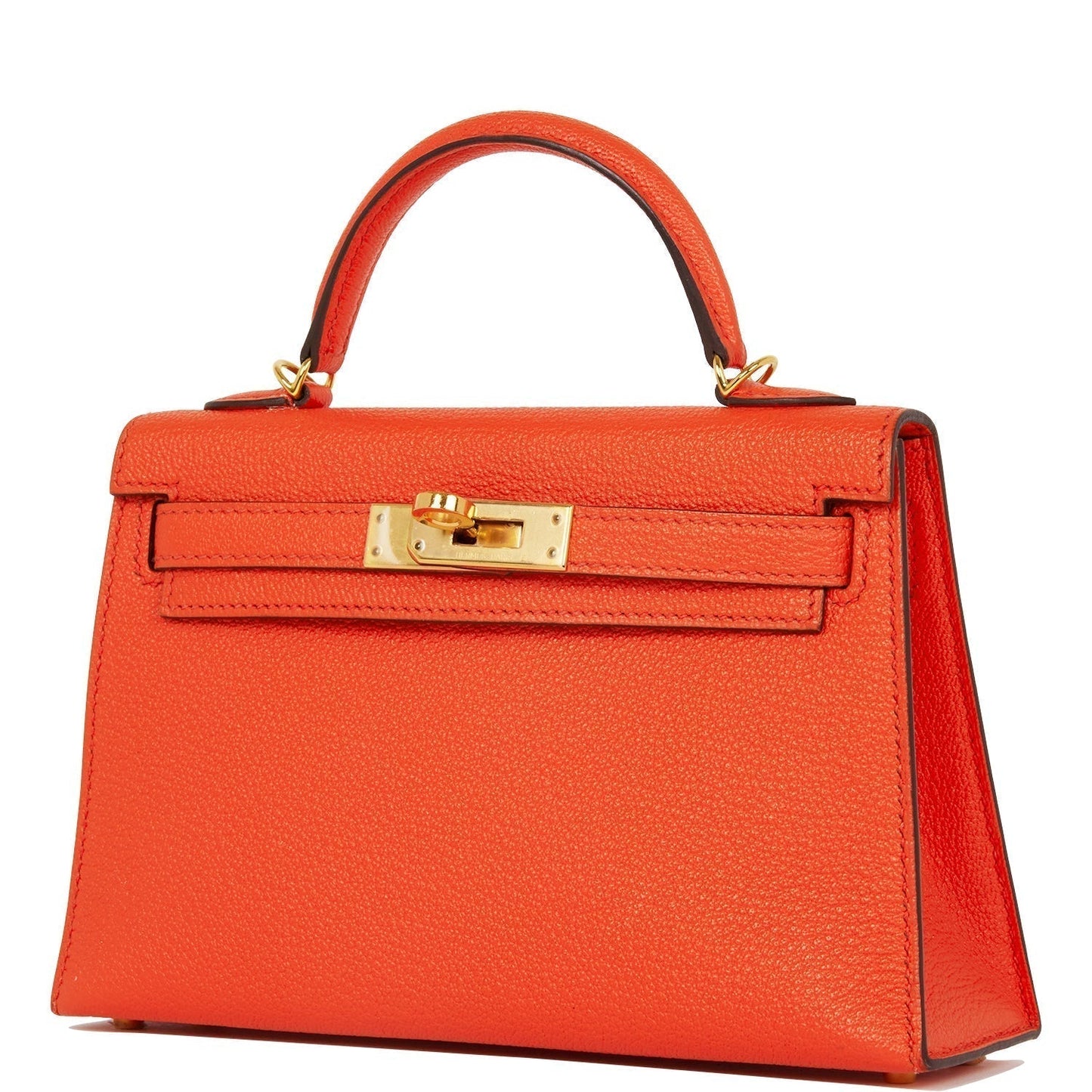 Hermes Kelly 20 Sellier Feu Chevre Gold Hardware