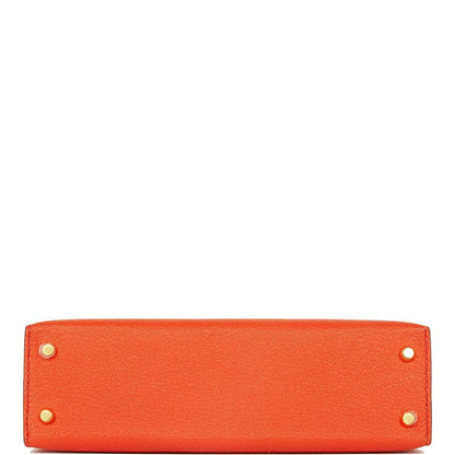Hermes Kelly 20 Sellier Feu Chevre Gold Hardware
