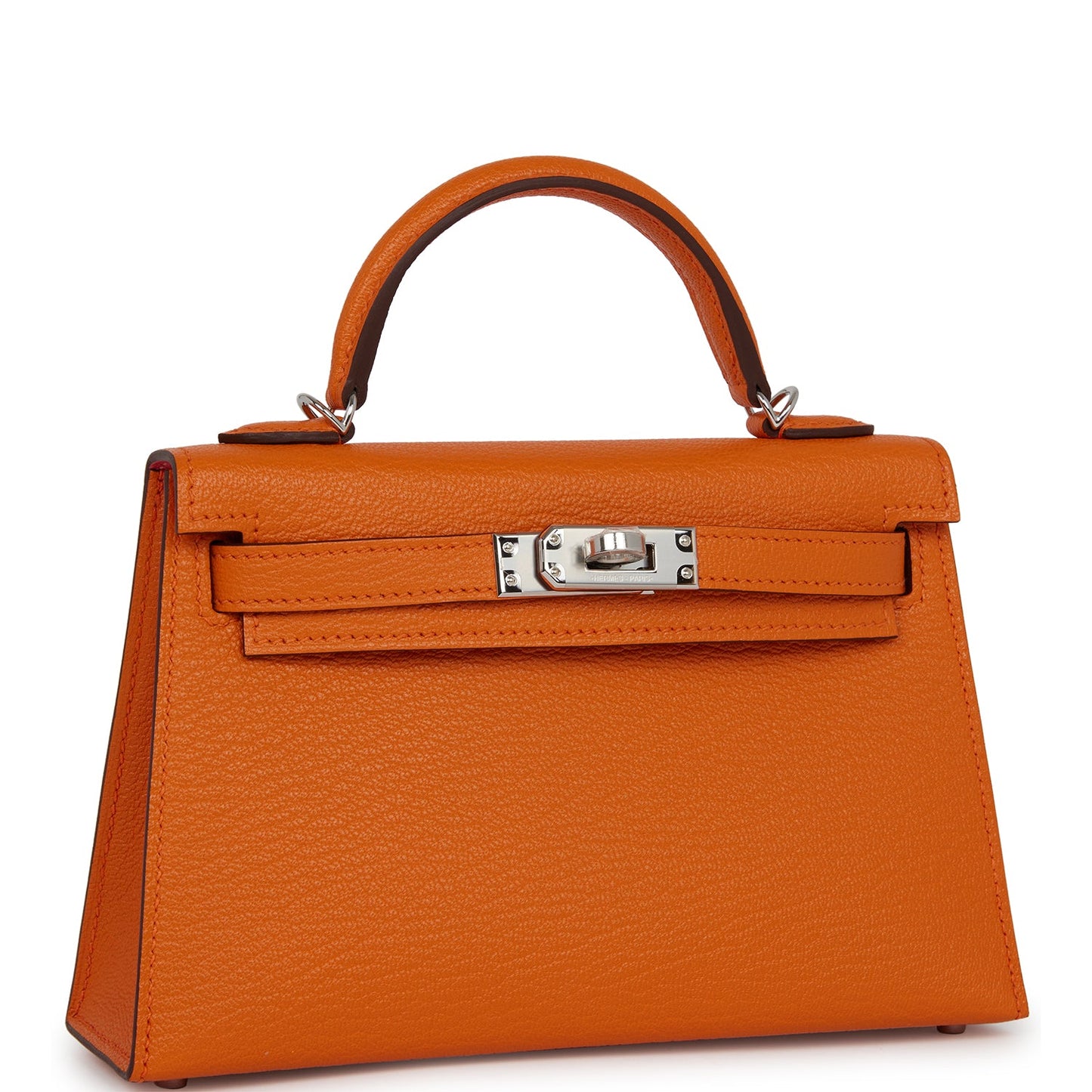 Hermes Kelly 20 Sellier Orange Verso Chèvre Palladium Hardware