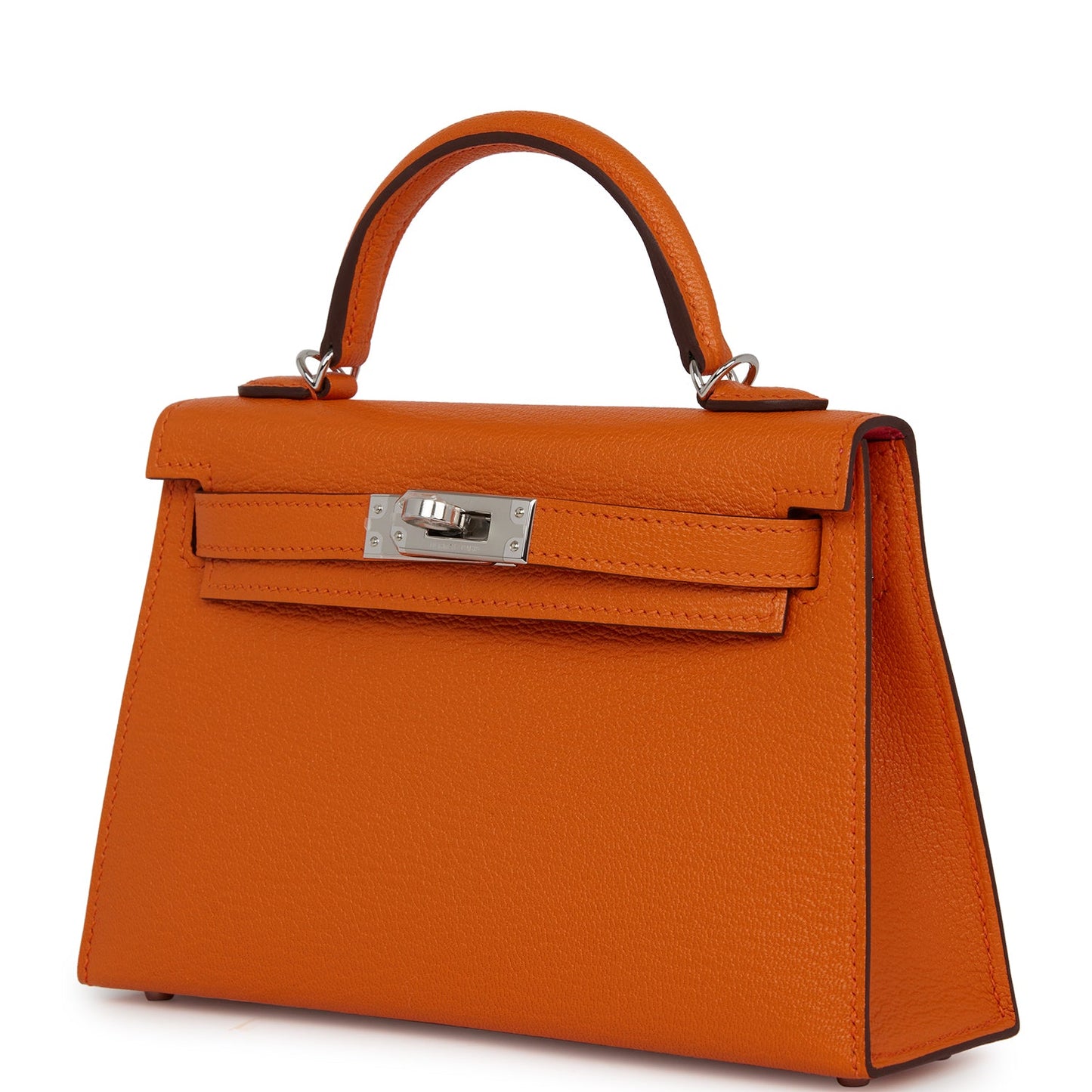 Hermes Kelly 20 Sellier Orange Verso Chèvre Palladium Hardware