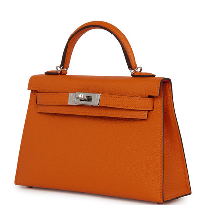 Hermes Kelly 20 Sellier Orange Verso Chèvre Palladium Hardware