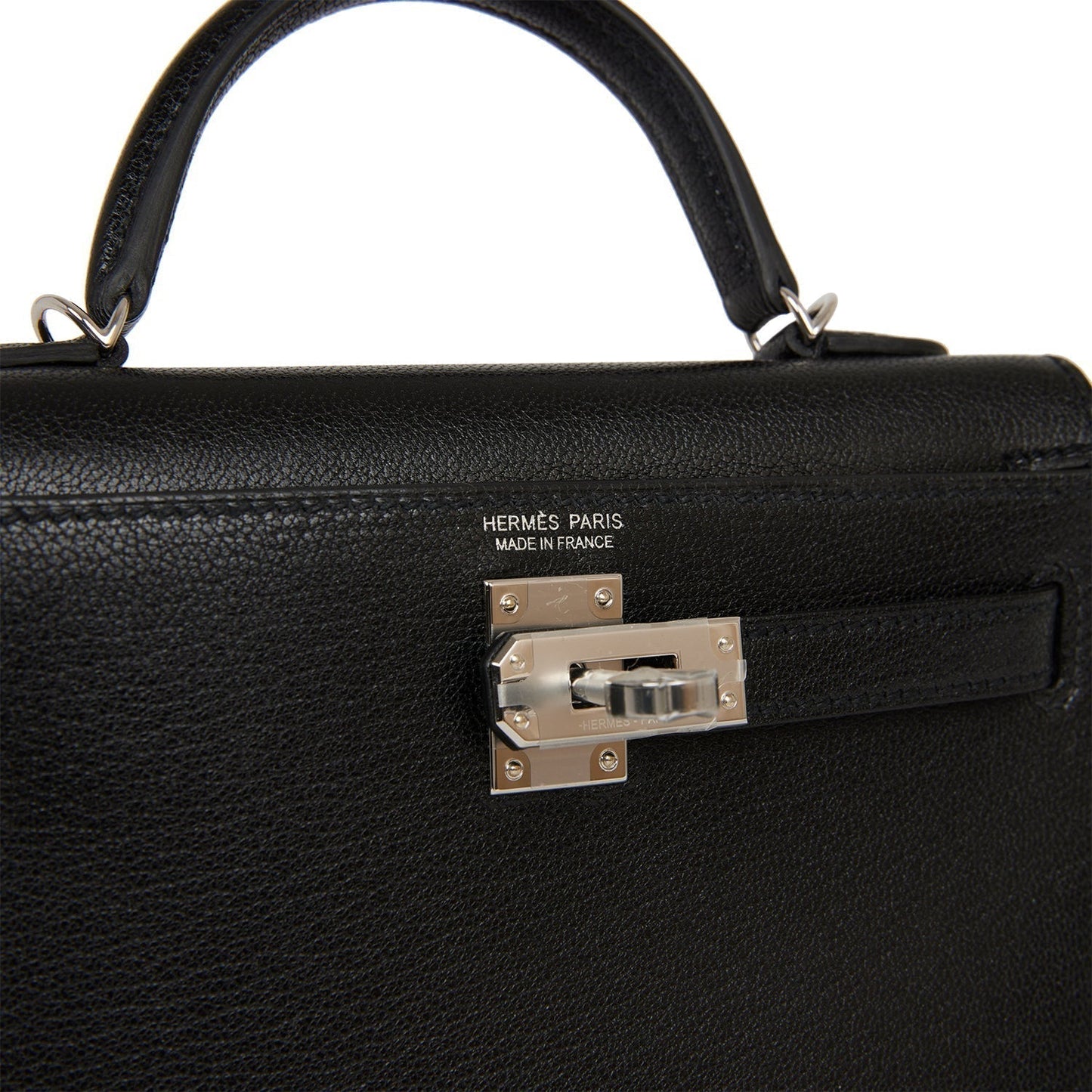Hermes Kelly 20 Sellier Black Chevre Chamkila Palladium Hardware