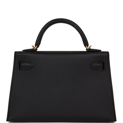 Hermes Kelly 20 Sellier Black Epsom Gold Hardware