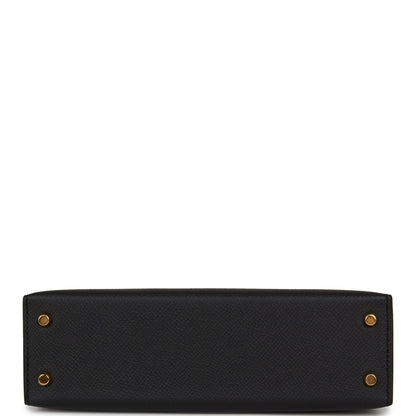 Hermes Kelly 20 Sellier Black Epsom Gold Hardware