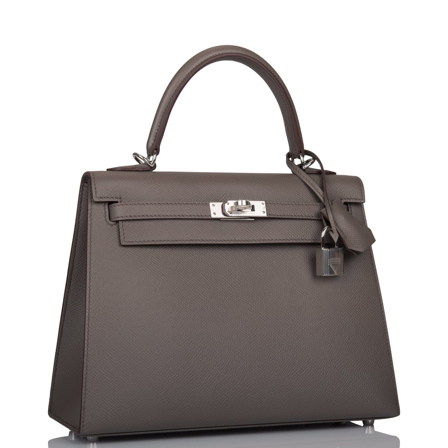 Hermes Kelly 25 Sellier Etain Epsom Palladium Hardware