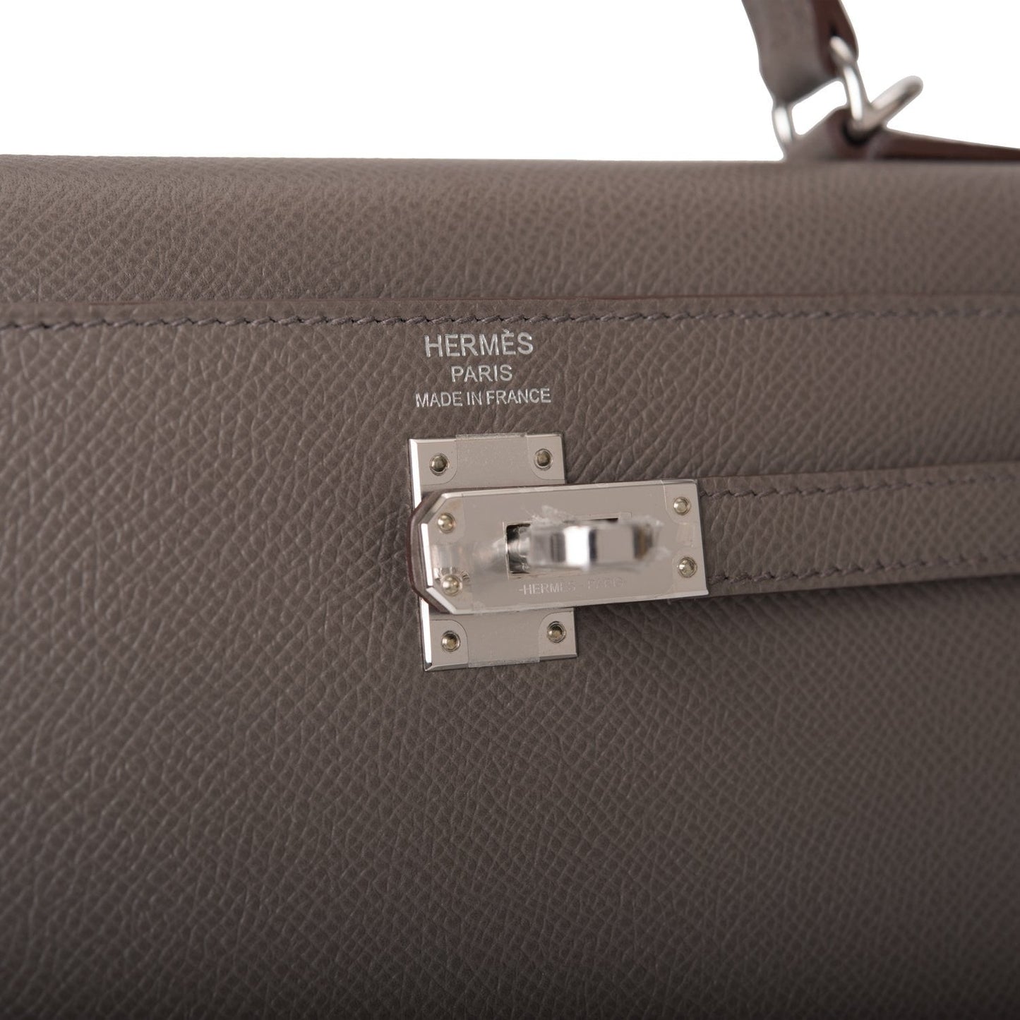 Hermes Kelly 25 Sellier Etain Epsom Palladium Hardware