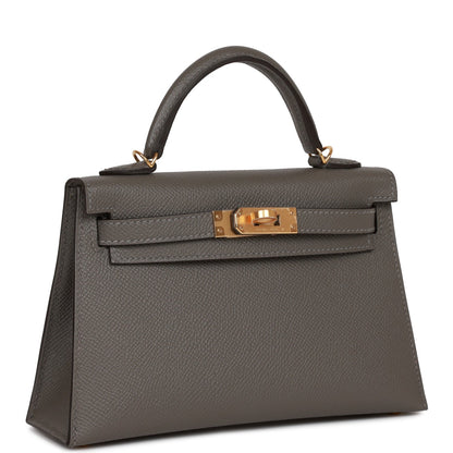 Hermes Kelly 20 Sellier Gris Meyer Epsom Gold Hardware