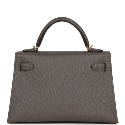 Hermes Kelly 20 Sellier Gris Meyer Epsom Gold Hardware