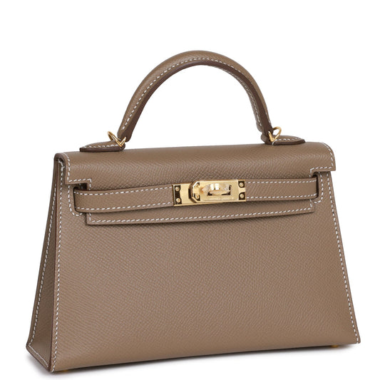 Hermes Kelly 20 Sellier Etoupe Epsom Gold Hardware