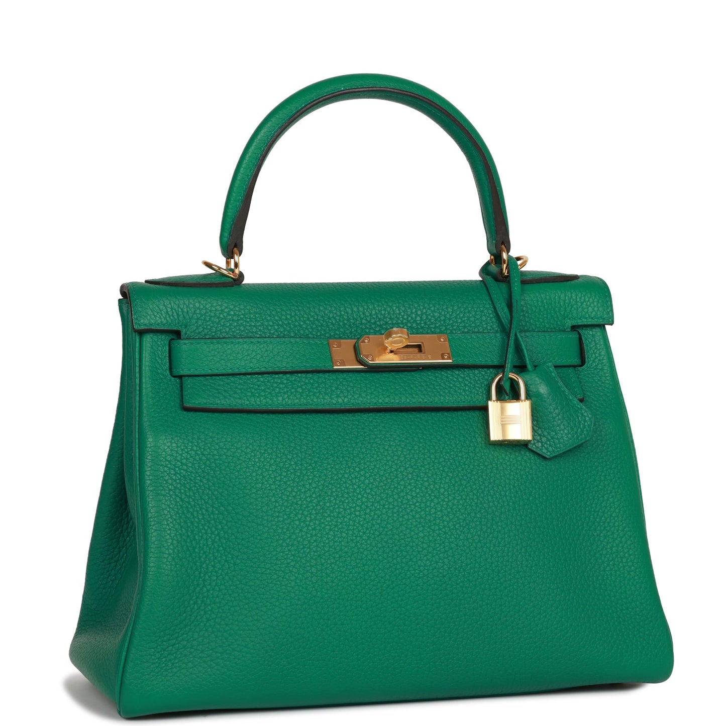 Pre-owned Hermes Kelly Retourne 28 Vert Vertigo Clemence Gold Hardware