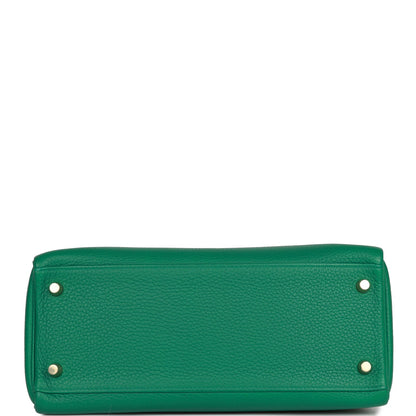 Pre-owned Hermes Kelly Retourne 28 Vert Vertigo Clemence Gold Hardware