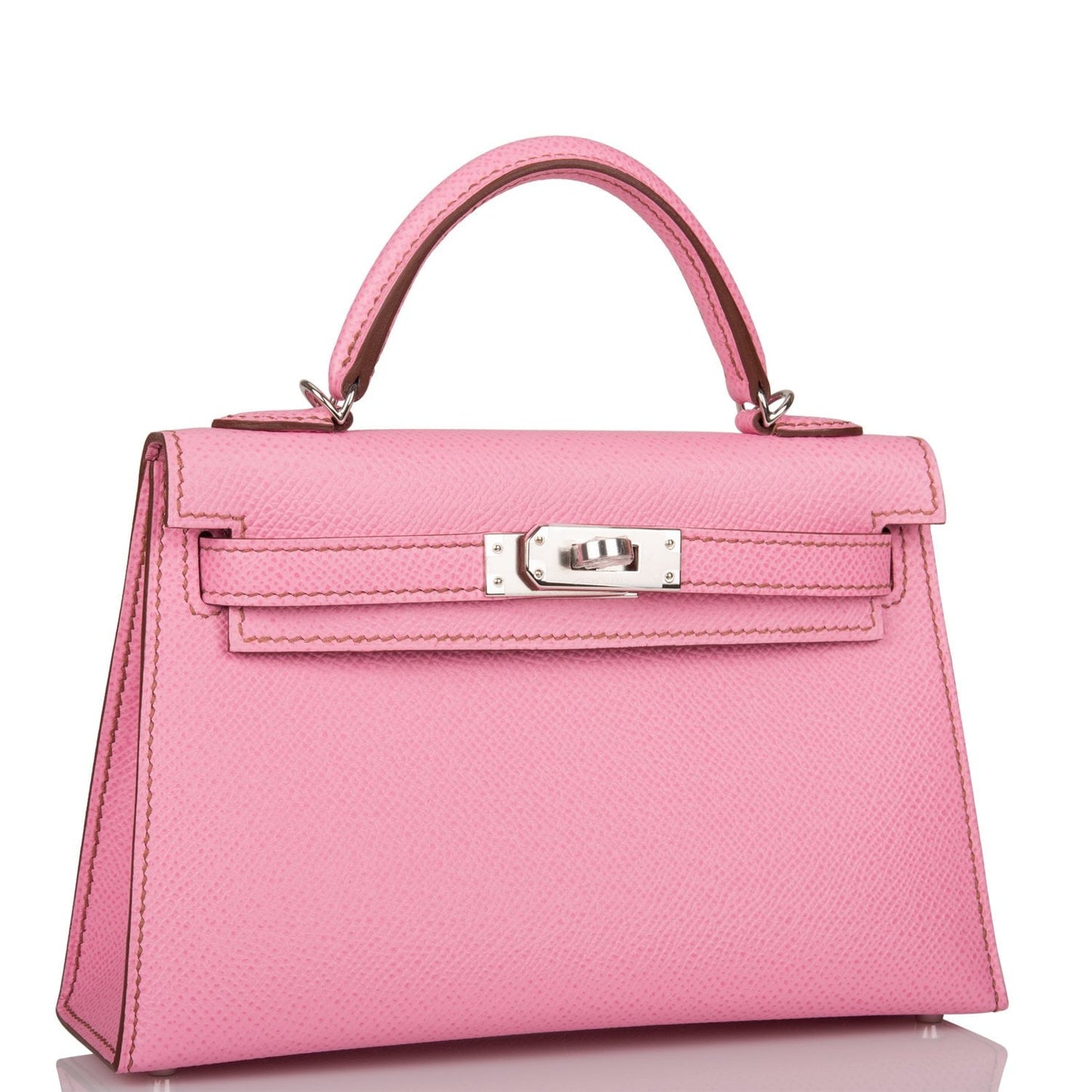 Hermes Kelly 20 Sellier Bubblegum Epsom Palladium Hardware