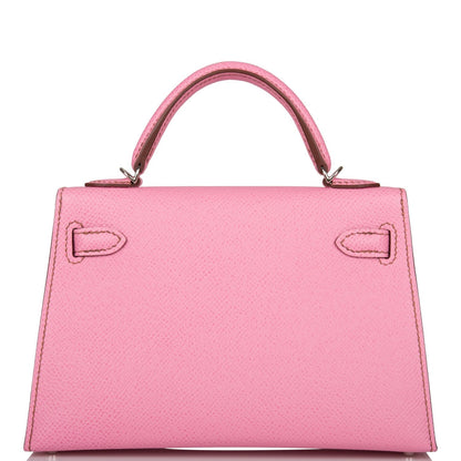 Hermes Kelly 20 Sellier Bubblegum Epsom Palladium Hardware