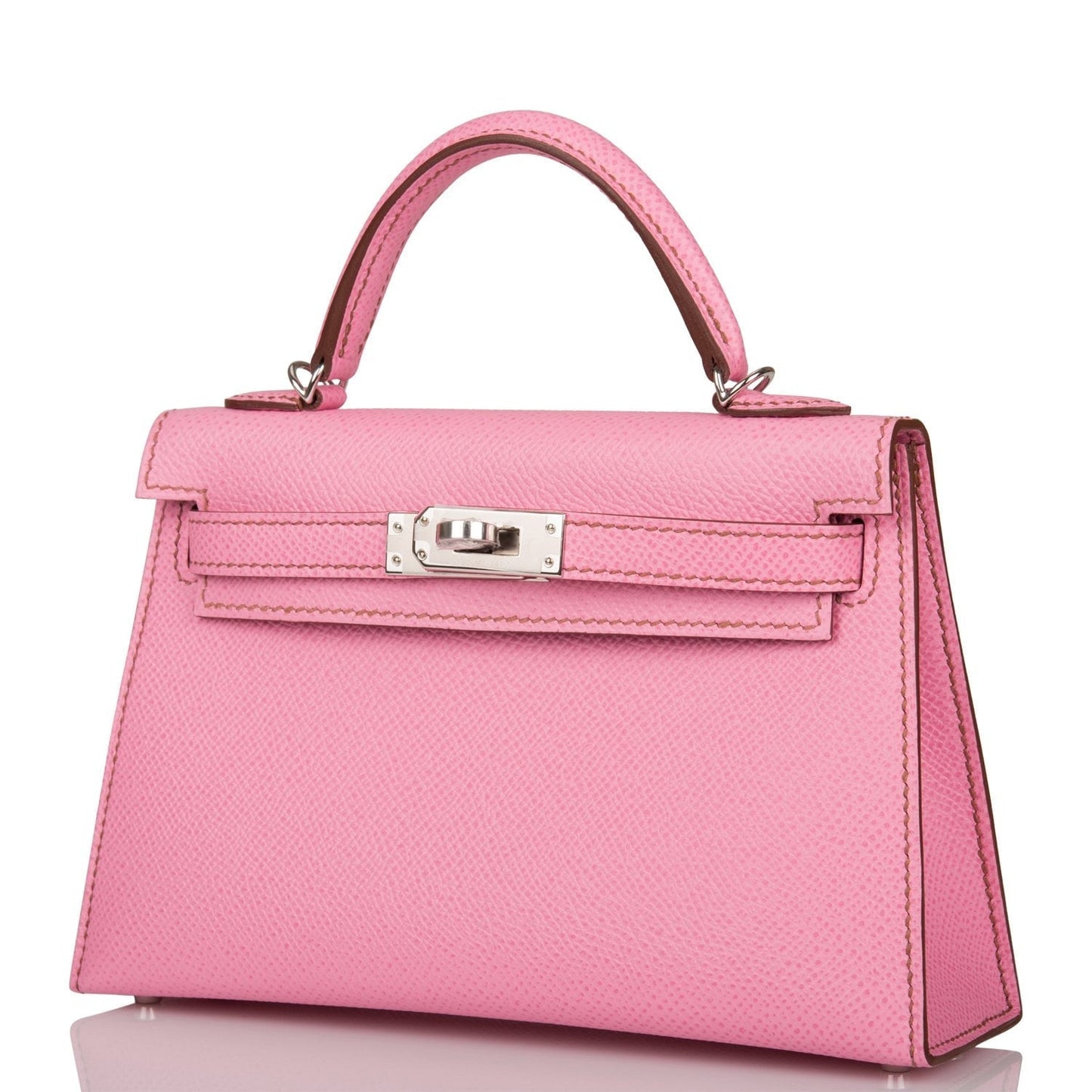 Hermes Kelly 20 Sellier Bubblegum Epsom Palladium Hardware