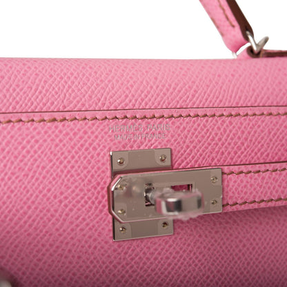 Hermes Kelly 20 Sellier Bubblegum Epsom Palladium Hardware