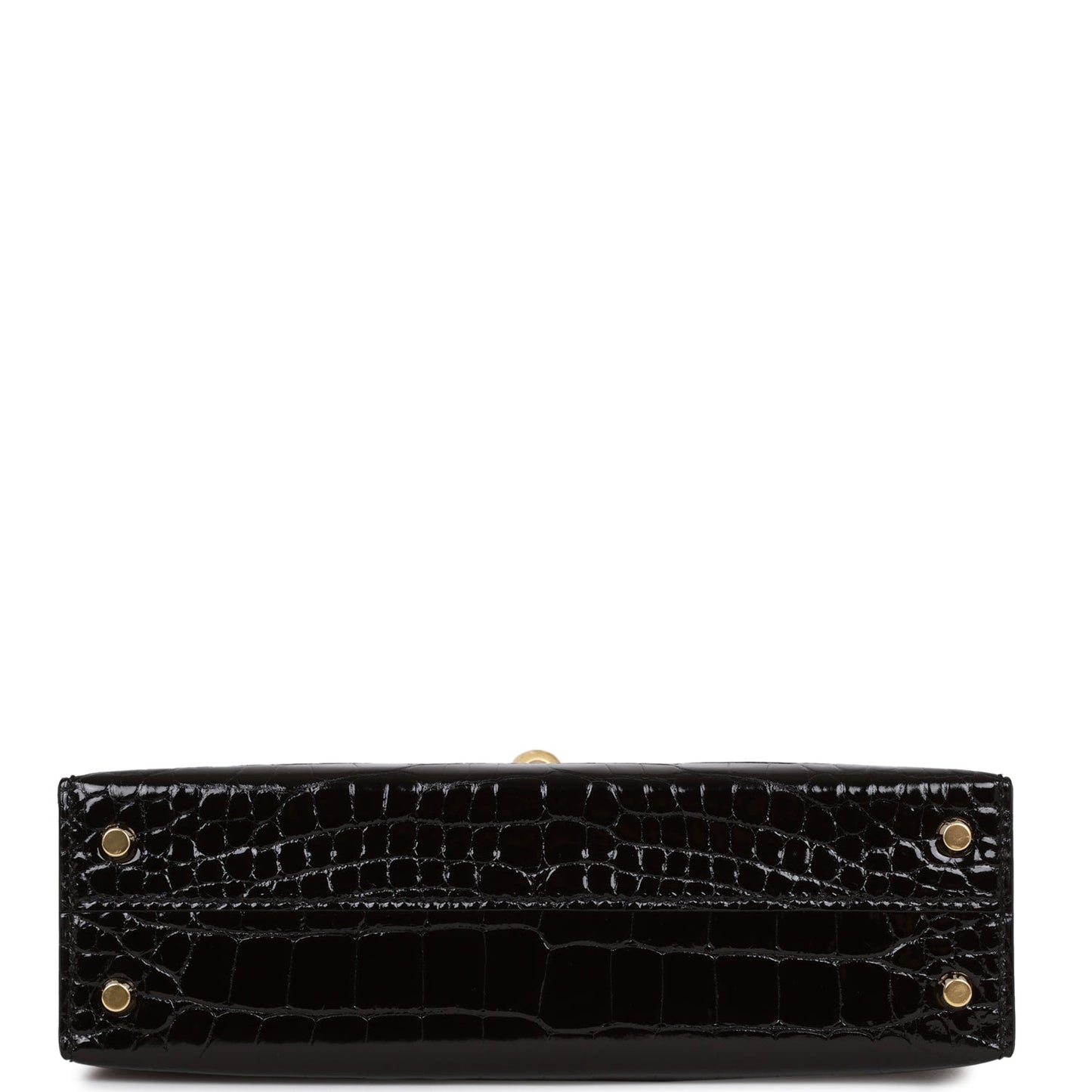 Hermes Kelly 20 Sellier Black Shiny Alligator Gold Hardware